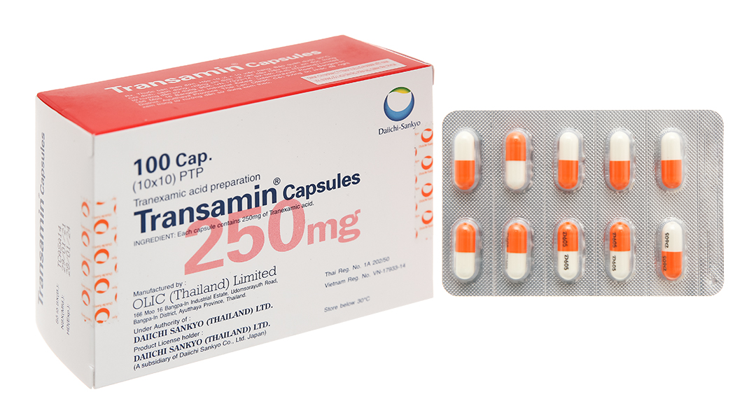 Transamin Capsules 250mg trị chảy máu do tăng tiêu firin (10 vỉ x 10 viên)