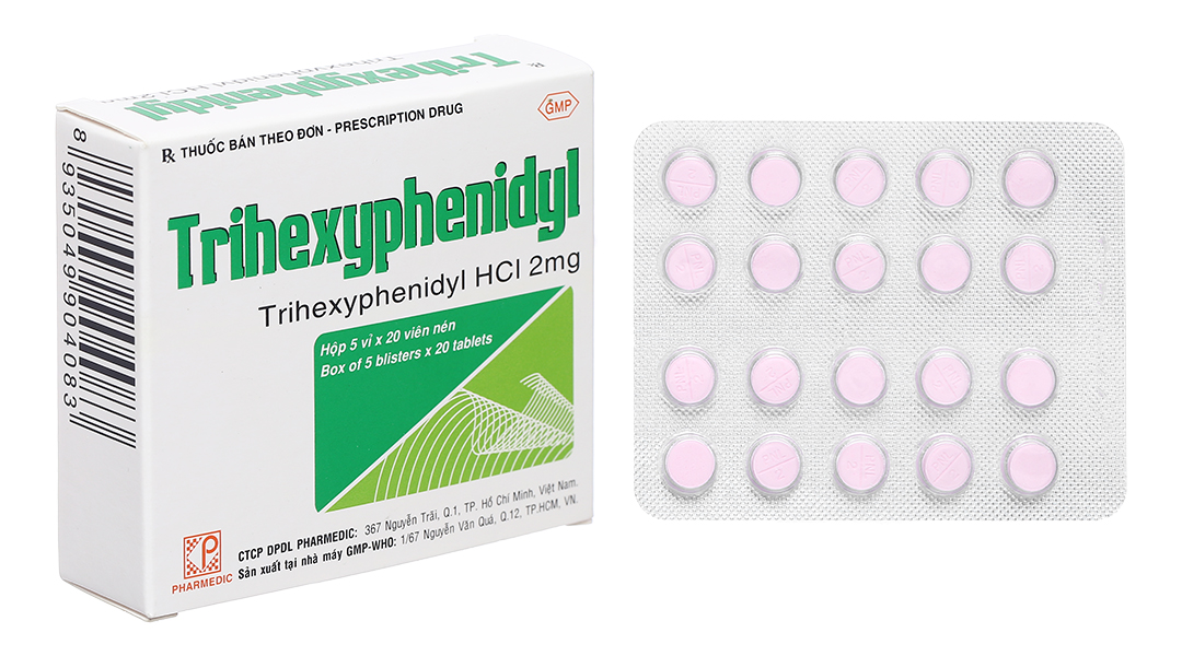 Trihexyphenidyl 2mg trị Parkinson (5 vỉ x 20 viên)