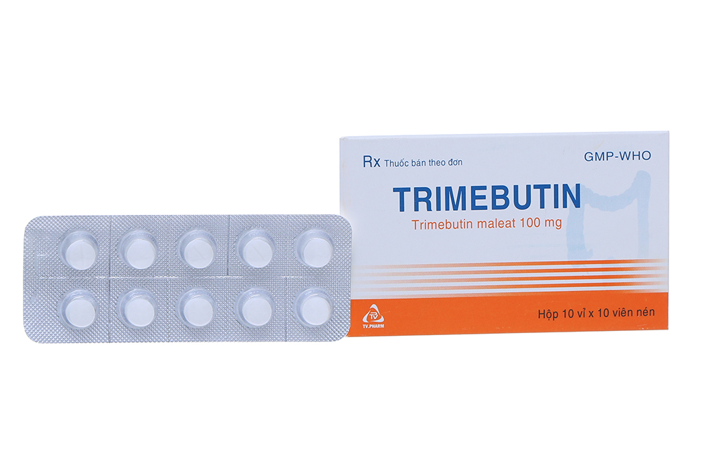 Trimebutin TV.Pharm 100mg giảm đau do co thắt tiêu hóa (10 vỉ x 10 viên)