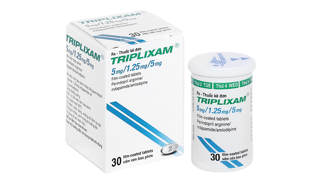 Triplixam 5mg/1.25mg/5mg trị tăng huyết áp hộp 30 viên