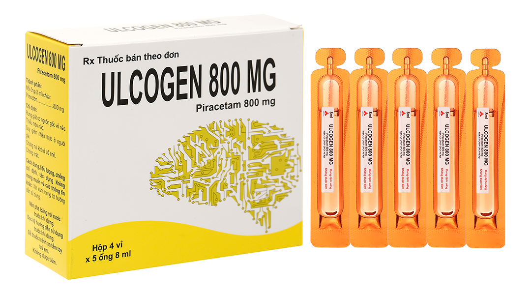 Dung dịch uống Ulcogen 800mg trị chóng mặt, giật rung cơ (20 ống x 8ml)