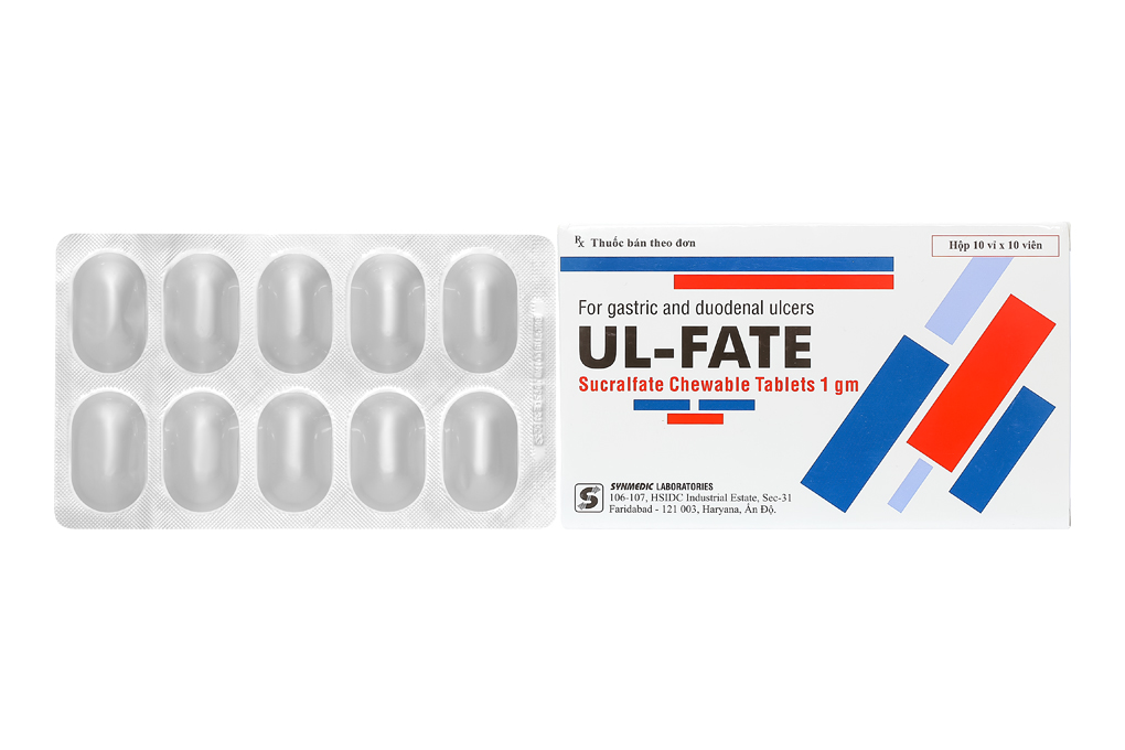 Ul-Fate 1g trị viêm loét dạ dày, tá tràng (10 vỉ x 10 viên)