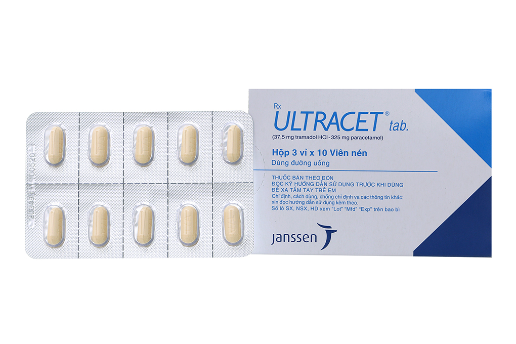 Ultracet trị cơn đau trung bình đến nặng (3 vỉ x 10 viên)