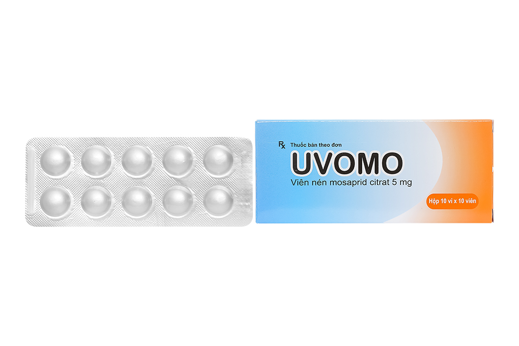 Uvomo 5mg giảm triệu chứng dạ dày - ruột (10 vỉ x 10 viên)