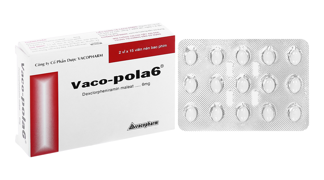 Vaco-pola6 trị viêm mũi dị ứng, mày đay (2 vỉ x 15 viên)