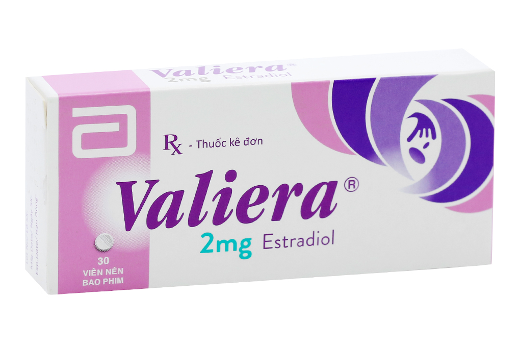 Valiera 2mg trị thiếu estrogen do mãn kinh (1 vỉ x 30 viên)