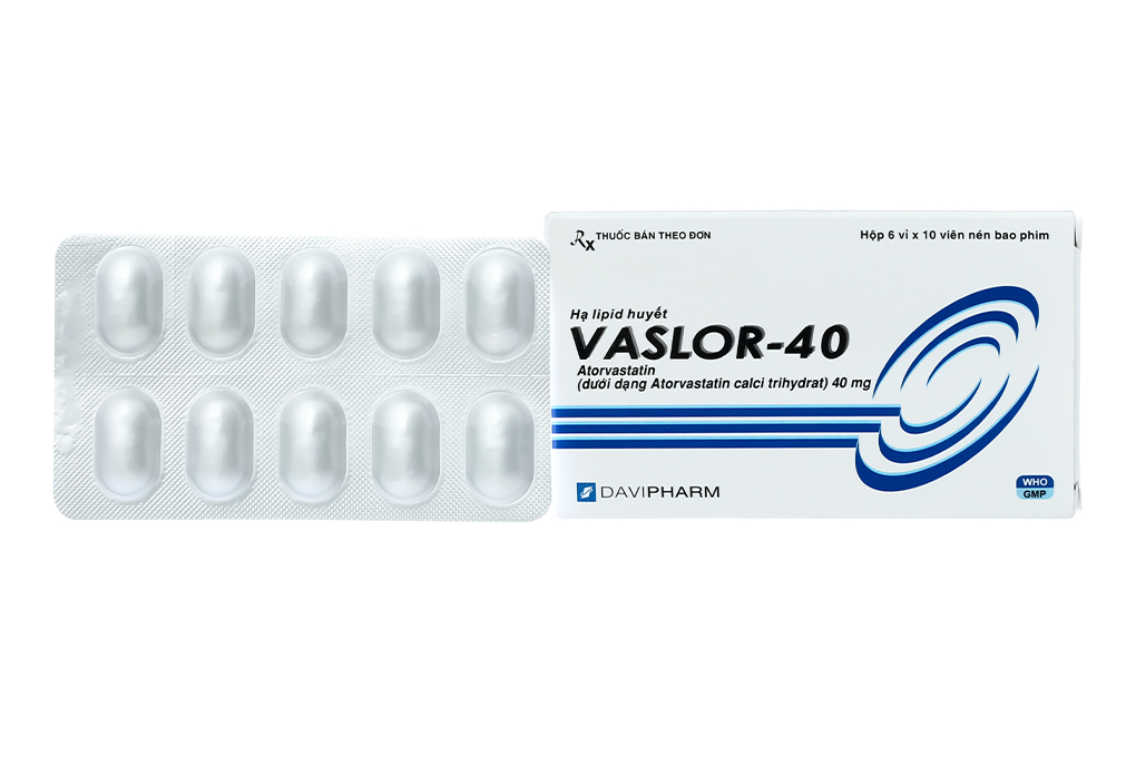 Vaslor-40 trị rối loạn lipid máu (6 vỉ x 10 viên)