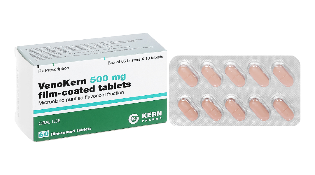 VenoKern 500mg trị trĩ, suy giãn tĩnh mạch (6 vỉ x 10 viên)