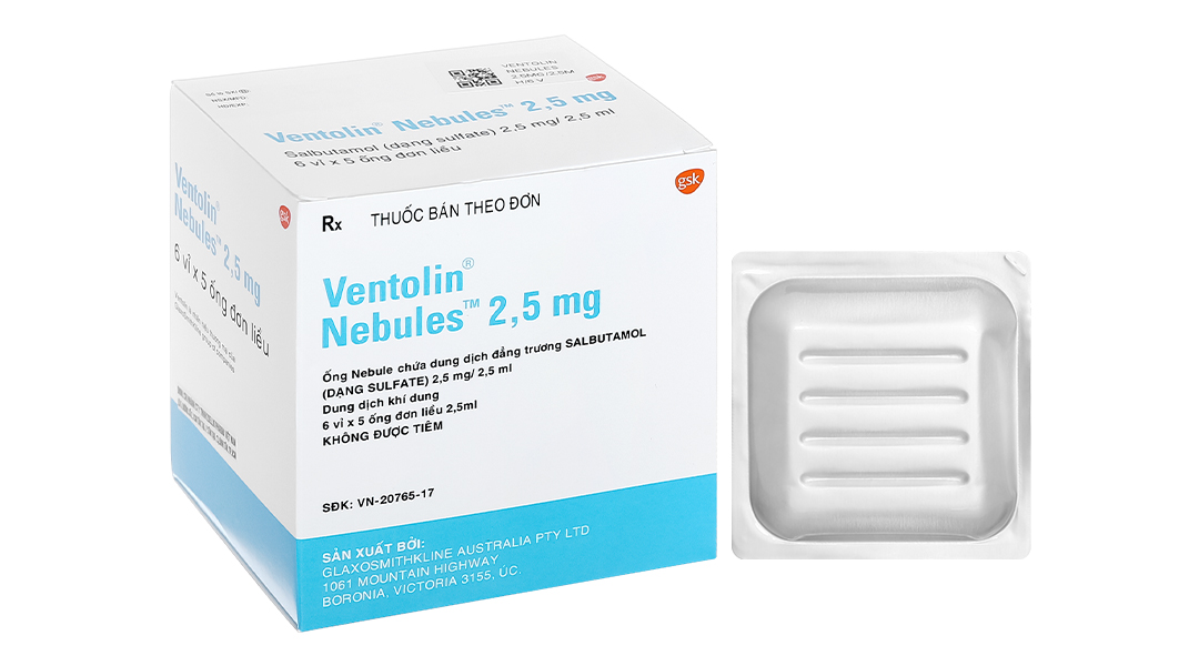 Dung dịch khí dung Ventolin Nebules 5mg trị hen suyễn (30 ống x 2.5ml)