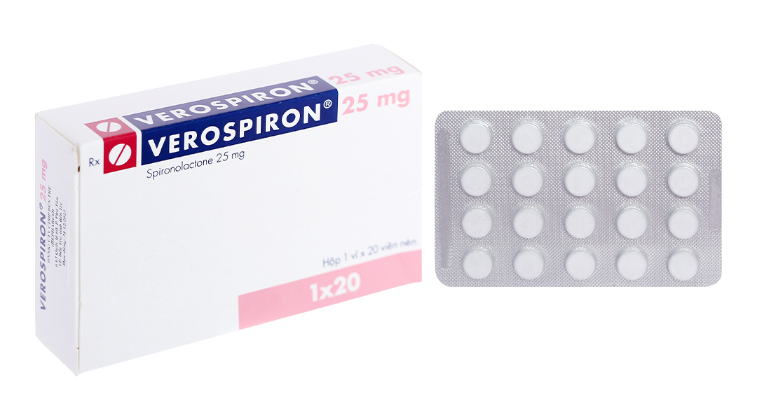 Verospiron 25mg trị phù, tăng huyết áp (1 vỉ x 20 viên)