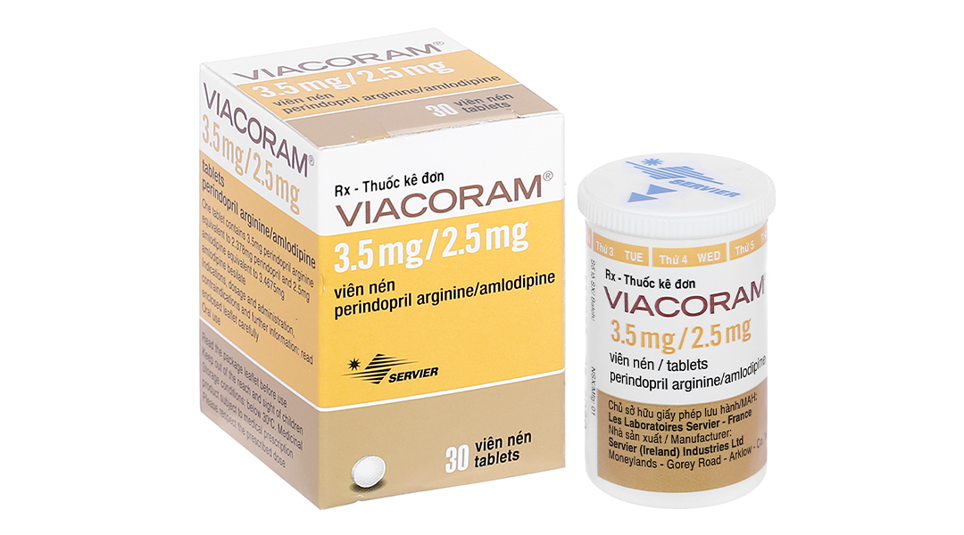 Viacoram 3.5mg/2.5mg trị tăng huyết áp hộp 30 viên