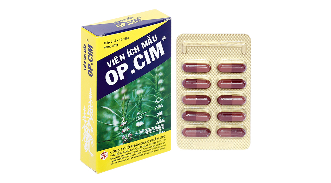 Viên Ích Mẫu OP.CIM trị kinh nguyệt không đều, đau bụng kinh (2 vỉ x 10 viên)