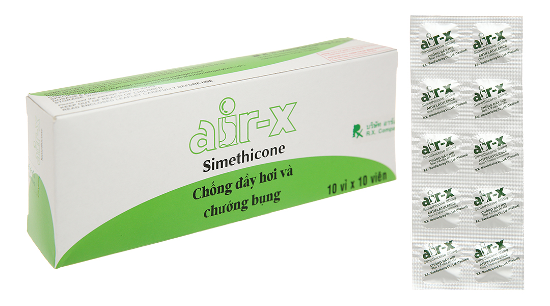 Air-X 80mg trị đầy hơi, khó tiêu (10 vỉ x 10 viên)