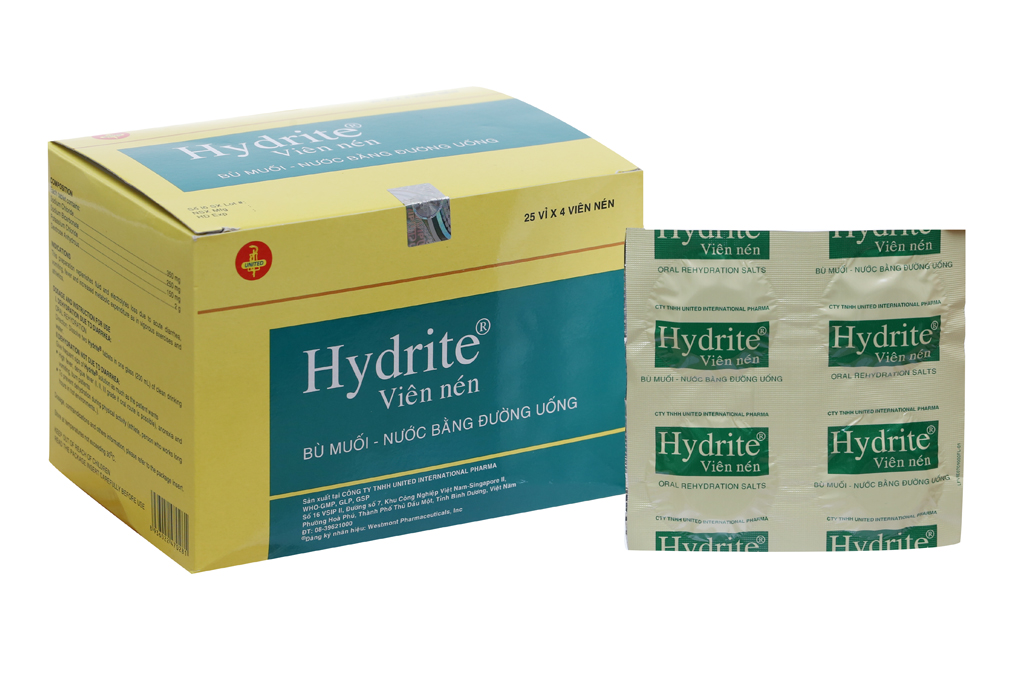 Viên sủi Hydrite bù nước và điện giải (25 vỉ x 4 viên)