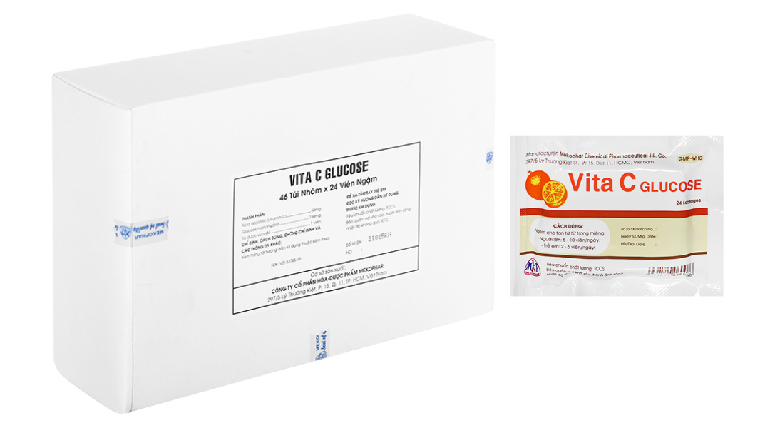 Vita C Glucose bổ sung vitamin C, tăng đề kháng (46 túi x 24 viên)