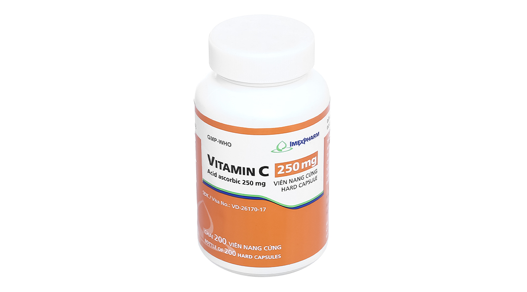 Vitamin C Imexpharm 250mg phòng và trị thiếu vitamin C lọ 200 viên