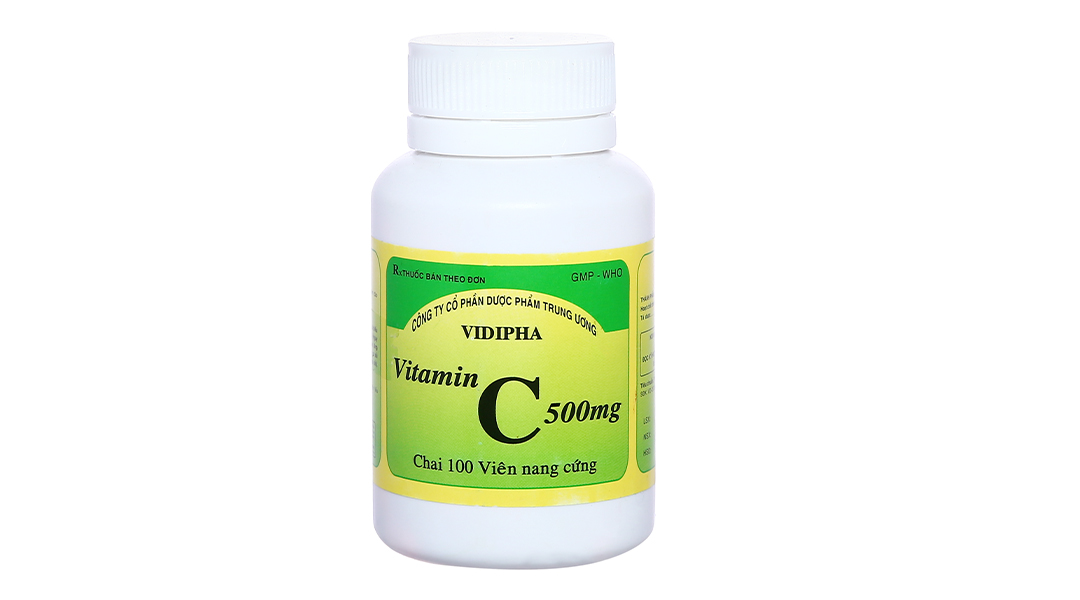 Vitamin C Vidipha 500mg trị thiếu vitamin C, tăng đào thải sắt chai 100 viên