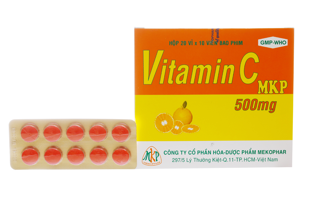 Vitamin C Mekophar 500mg trị thiếu vitamin C (20 vỉ x 10 viên)