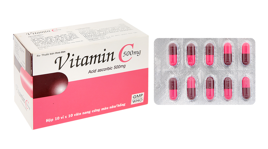 Vitamin C 500mg Tipharco phòng và trị thiếu vitamin C (10 vỉ x 10 viên)