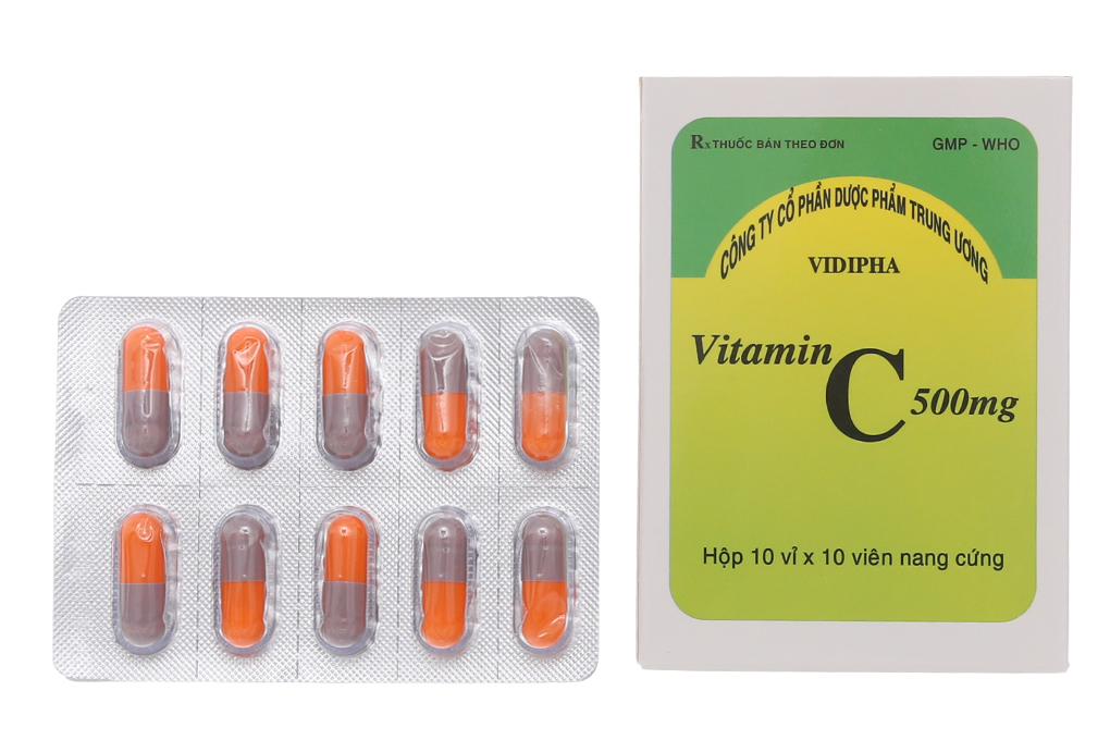 Vitamin C Vidipha 500mg trị thiếu vitamin C, tăng đào thải sắt (10 vỉ x 10 viên)