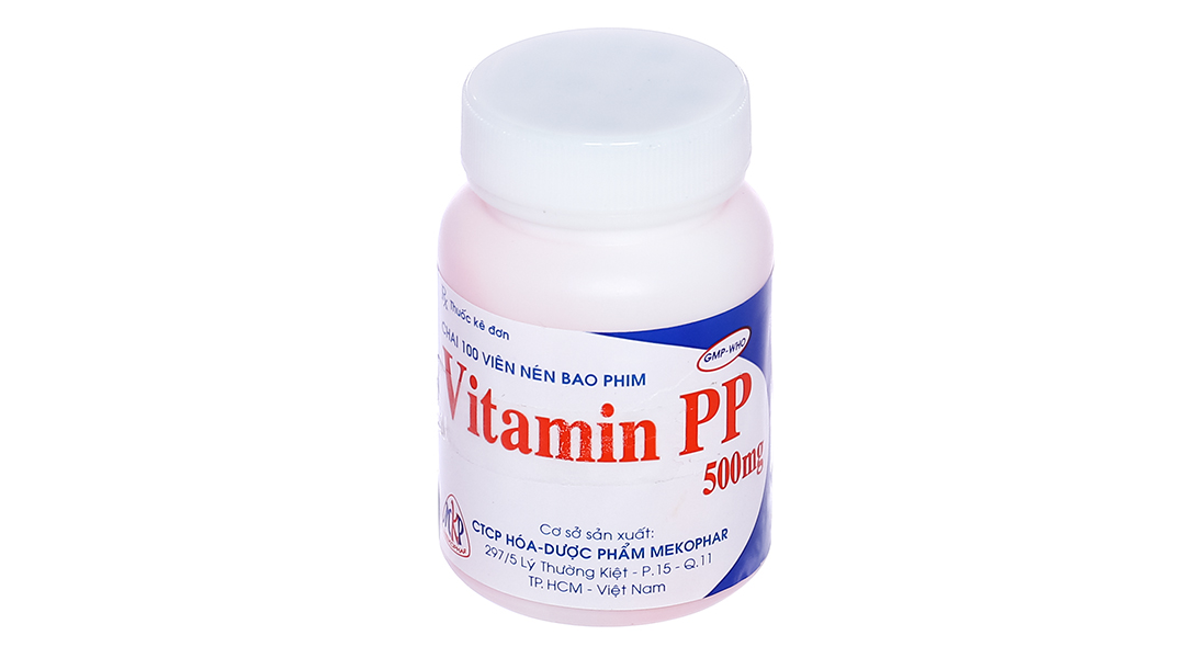 Vitamin PP Mekophar 500mg trị thiếu nicotinamide chai 100 viên