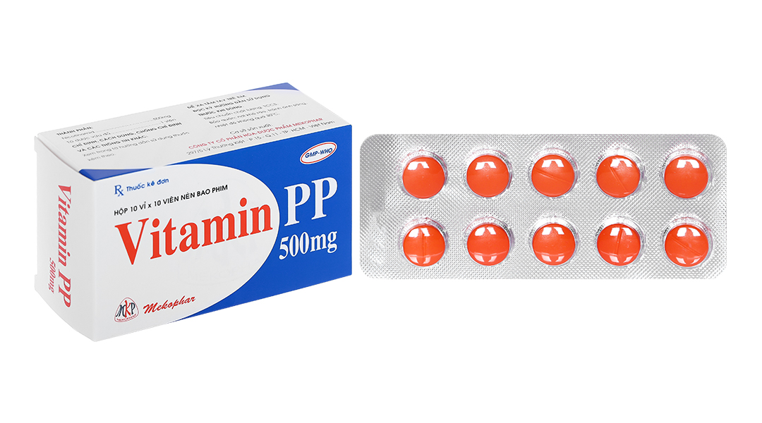 Vitamin PP Mekophar 500mg trị thiếu nicotinamide (10 vỉ x 10 viên)