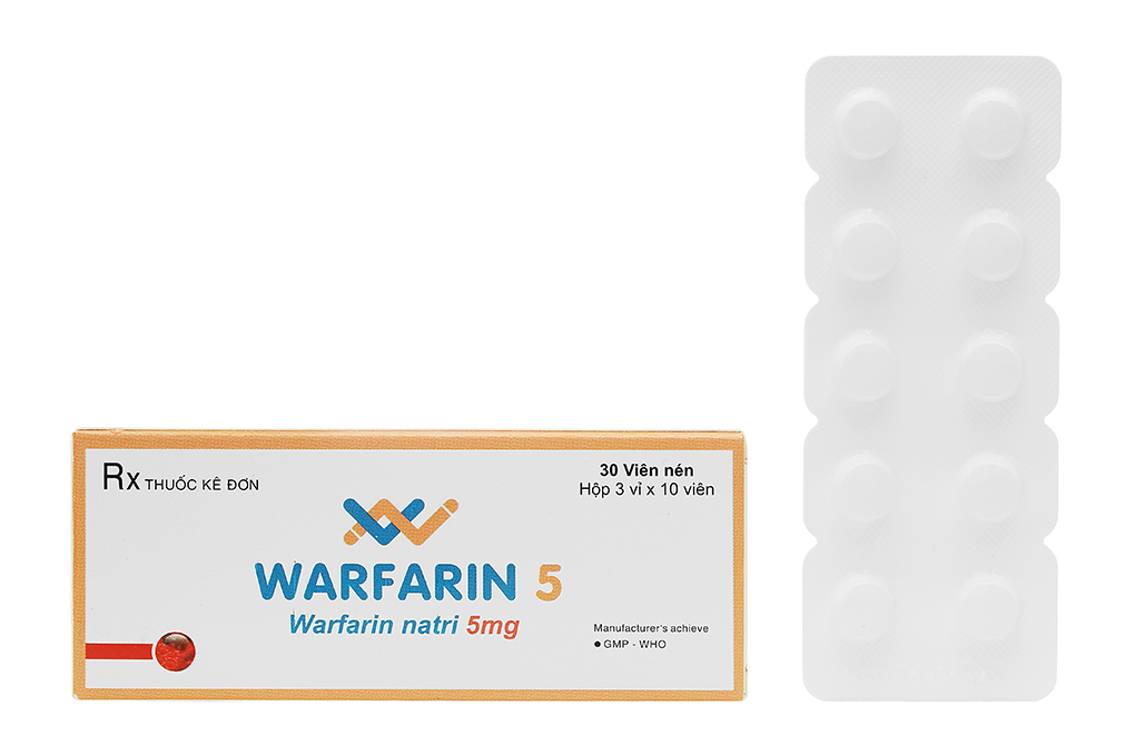 Warfarin 5 SPM phòng và trị huyết khối (3 vỉ x 10 viên)