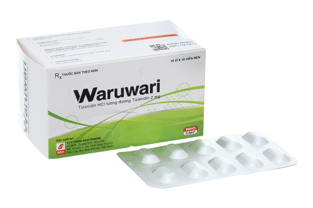 Waruwari 2mg giãn cơ, trị đau do co cứng cơ (10 vỉ x 10 viên)