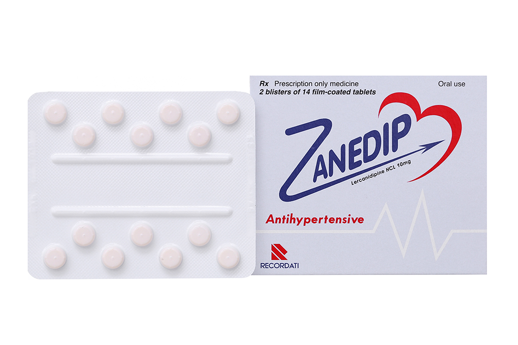 Zanedip 10mg trị tăng huyết áp (2 vỉ x 14 viên)