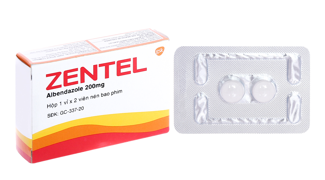 Zentel 200mg trị giun sán (1 vỉ x 2 viên)