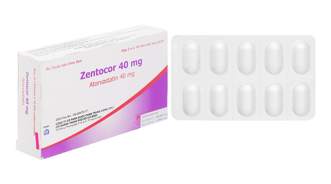 Zentocor 40mg trị rối loạn lipid máu (3 vỉ x 10 viên)