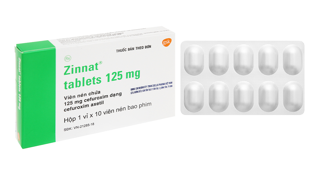 Zinnat Tablets 125mg trị nhiễm khuẩn (1 vỉ x 10 viên)