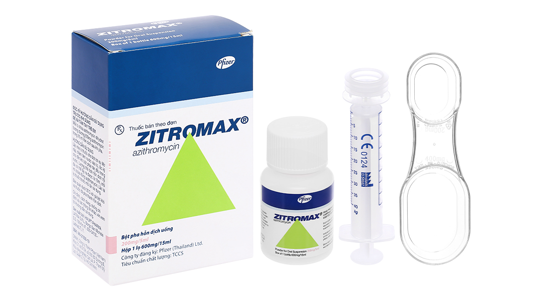 Bột pha hỗn dịch uống Zitromax 200mg/5ml trị nhiễm khuẩn lọ 600mg/15ml