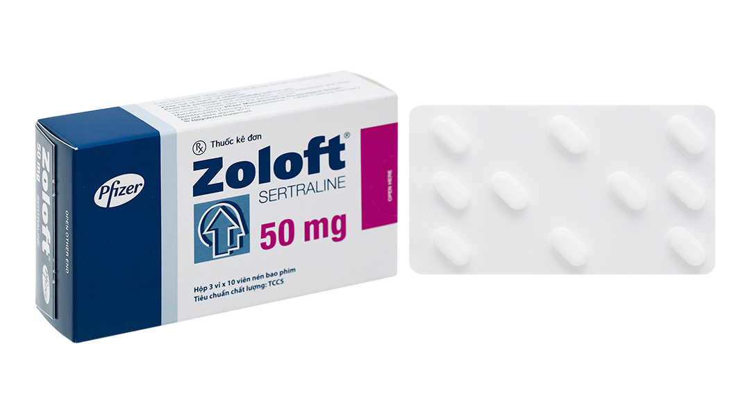 Zoloft 50mg trị trầm cảm, rối loạn lo âu (3 vỉ x 10 viên)