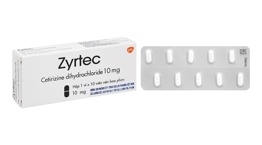 Zyrtec 10mg trị viêm mũi dị ứng, mày đay (1 vỉ x 10 viên)